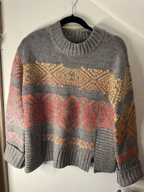 Democracy Oversized Women's Jacquard Sweater in Pink/Orange Ombré Size Small NWT